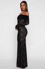 Be My Peace Lace Long Sleeve Maxi Dress Black