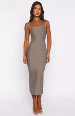 Sugar And Spice Bandage Midi Dress Mocha
