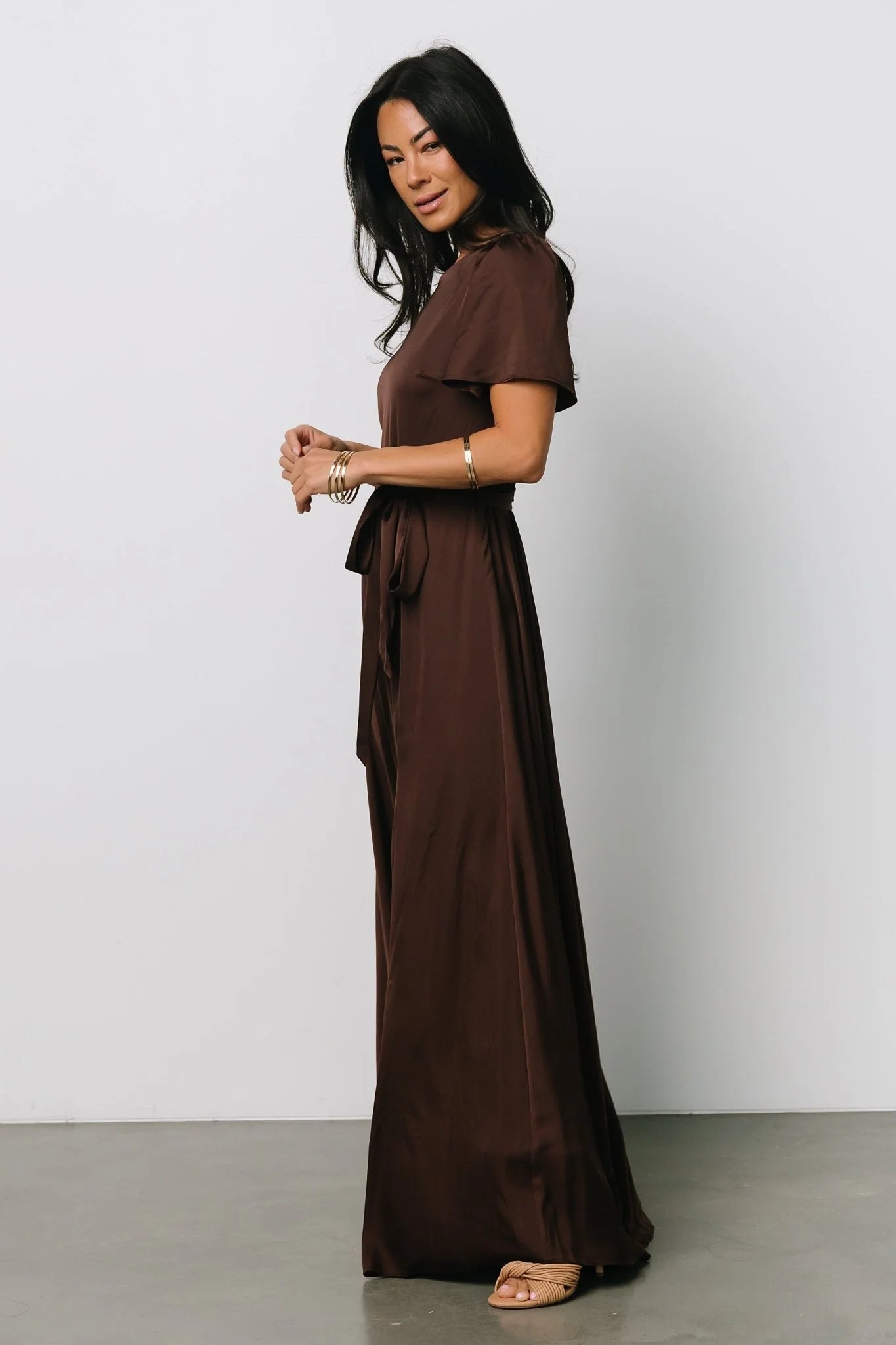 Agnes Satin Maxi Dress | Espresso