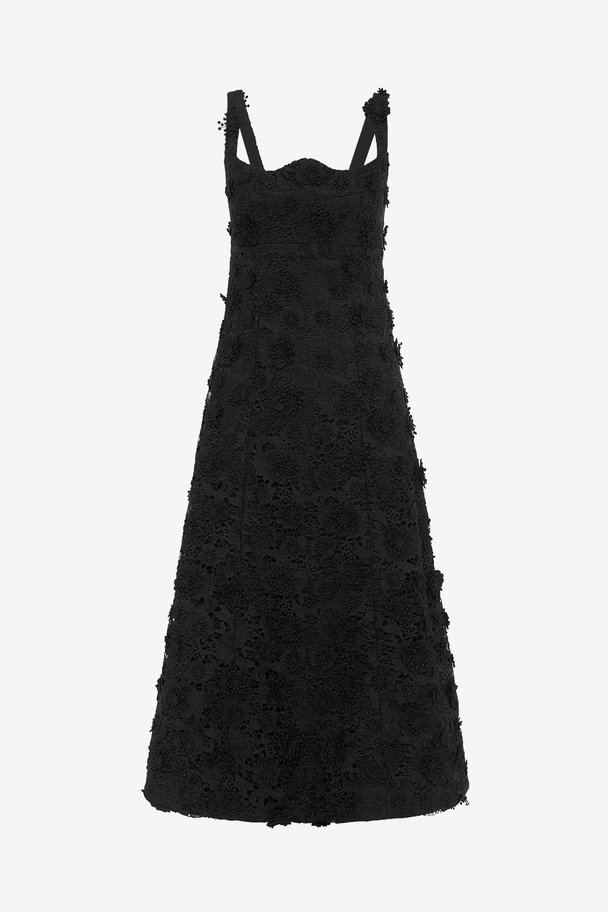 Odette Lace Midi Dress - Ebony