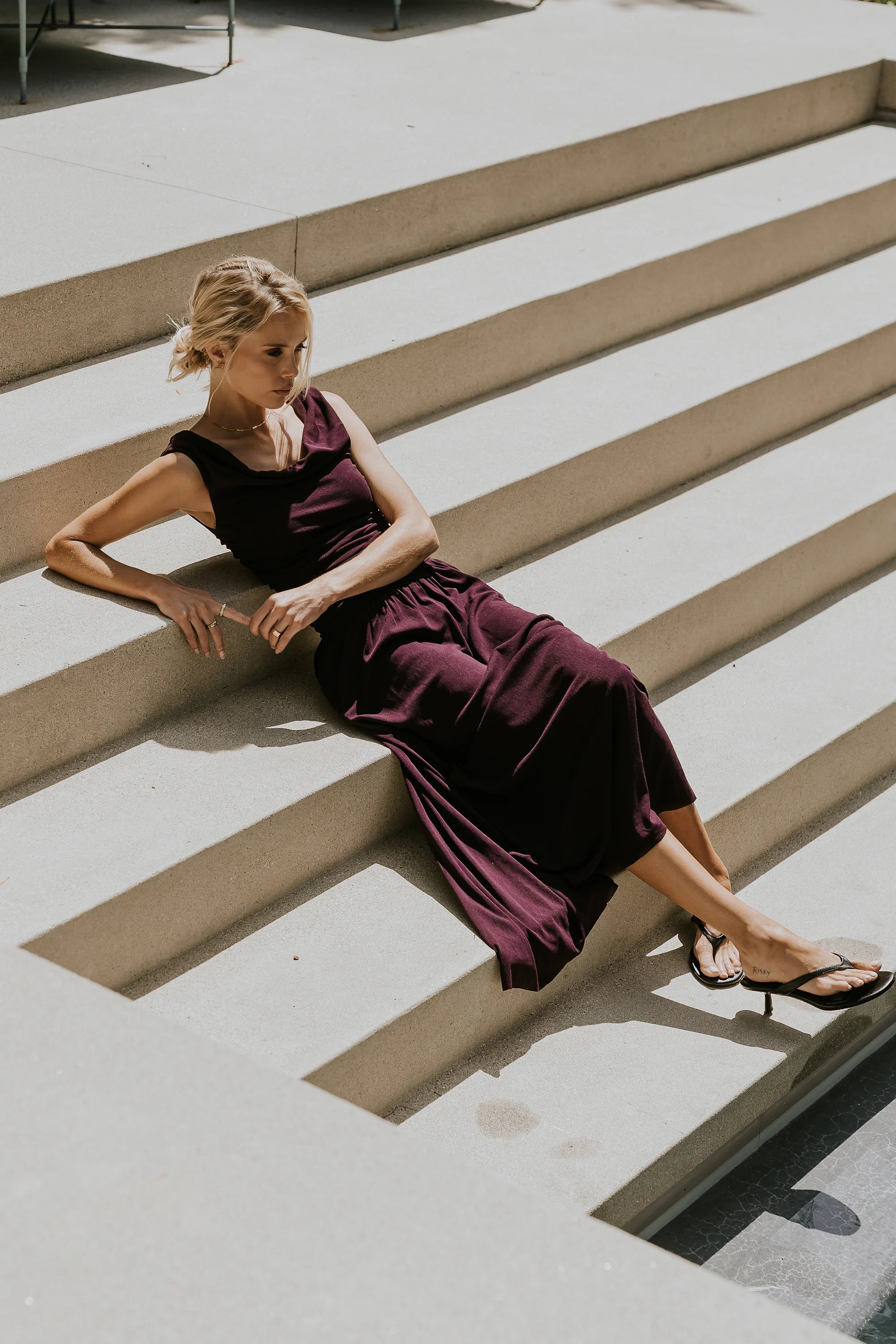 Luna Ruched Maxi Dress in Purple