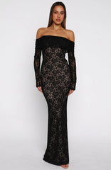 Be My Peace Lace Long Sleeve Maxi Dress Black